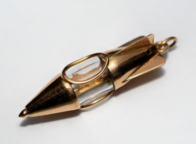 18K Space Rocket Charm Pendant Laika Space Dog