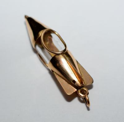 18K Space Rocket Charm Pendant Laika Space Dog