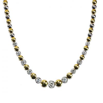 18K Two Tone Gold Diamond Necklace 2 45ct