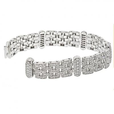 18K WHITE GOLD 10 00CTTW FIVE ROW DIAMOND LINK LADIES BRACELET