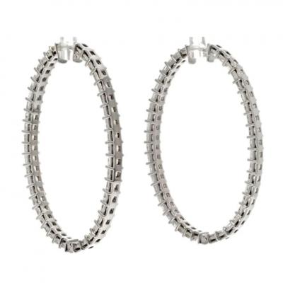 18K WHITE GOLD 11 06CTTW PRINCESS CUT DIAMOND HOOP EARRINGS
