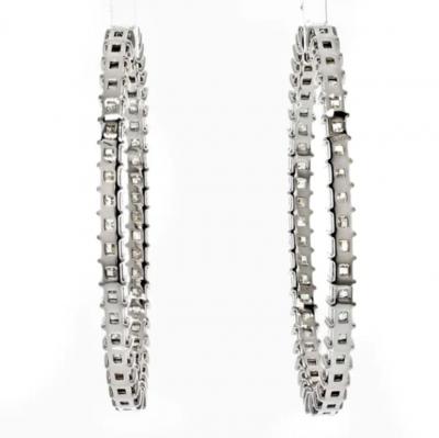 18K WHITE GOLD 11 06CTTW PRINCESS CUT DIAMOND HOOP EARRINGS
