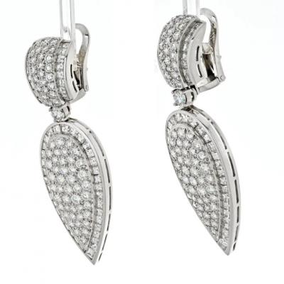 18K WHITE GOLD 19 CARAT DIAMOND TEAR DROP CLIP ON EARRINGS