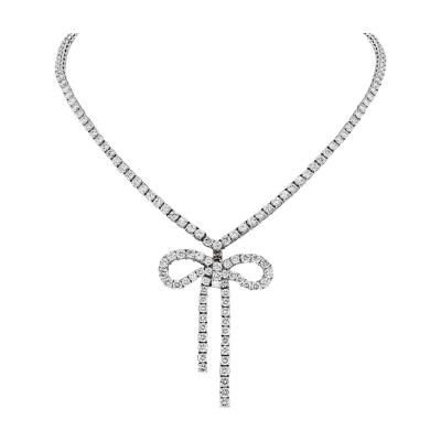 18K WHITE GOLD 21 50 CARAT DIAMOND BOW ON A TENNIS NECKLACE