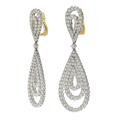 18K WHITE GOLD 21 CARAT DIAMOND CHANDELIER DANGLING EARRINGS