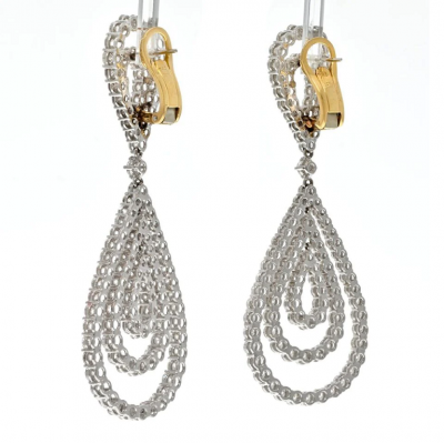 18K WHITE GOLD 21 CARAT DIAMOND CHANDELIER DANGLING EARRINGS