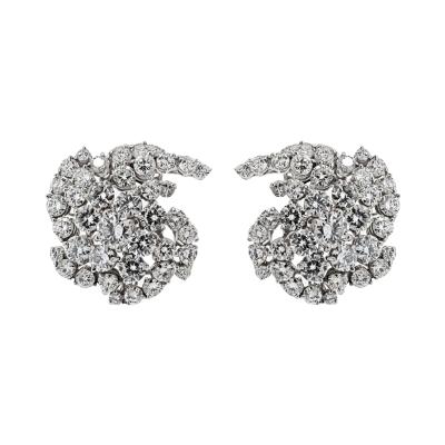 18K WHITE GOLD 22 00CTTW DIAMOND CLUSTER EARRINGS