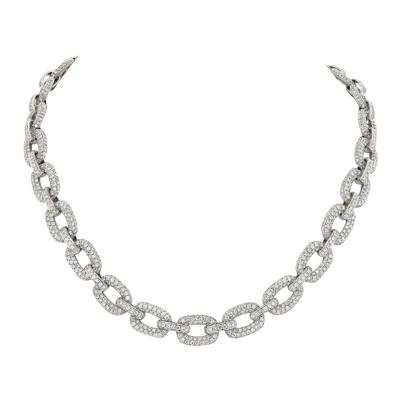 18K WHITE GOLD 28 50 CARAT PAVE DIAMOND LINK NECKLACE