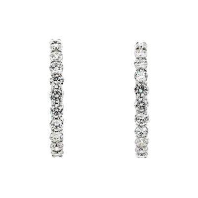 18K WHITE GOLD 6 CARATS DIAMOND HOOP EARRINGS