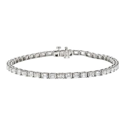 18K WHITE GOLD 7 35CT EMERALD CUT DIAMOND ONE LINE BRACELET