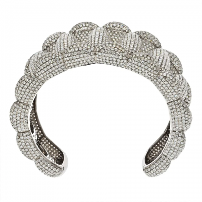 18K WHITE GOLD 85 CARATS DIAMOND PAVE CUFF BRACELET