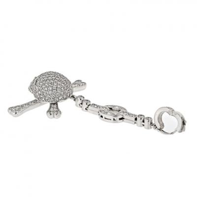 18K WHITE GOLD DIAMOND SCULL CHARM PENDANT