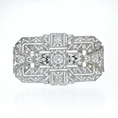 18K WHITE GOLD OPEN WORK 1 25 CARAT DIAMOND BROOCH