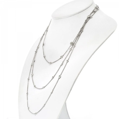 18K White Gold 10 60cttw Diamond By The Yard Chain Necklace