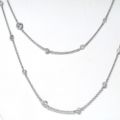 18K White Gold 10 60cttw Diamond By The Yard Chain Necklace