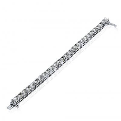 18K White Gold 19 00cttw Prong Set Round Diamond Tennis Bracelet