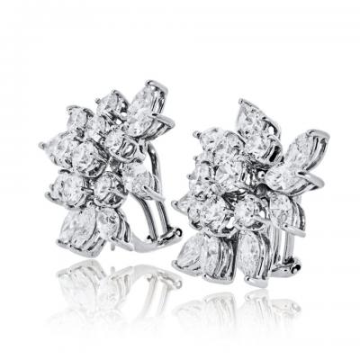 18K White Gold 7 00cttw Cluster Diamond Earrings