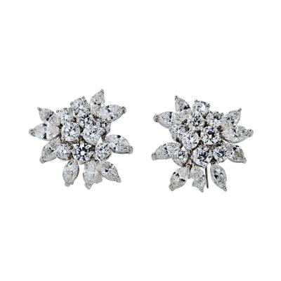 18K White Gold 7 00cttw Cluster Diamond Earrings