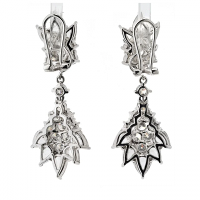 18K White Gold Diamond Drop Day To Night 10 00cttw Diamond Earrings