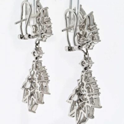 18K White Gold Diamond Drop Day To Night 10 00cttw Diamond Earrings