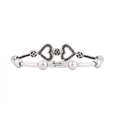 18K White Gold Pav Diamond Heart Bracelet