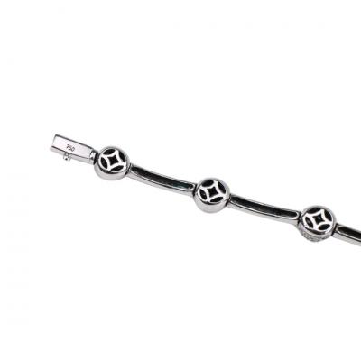 18K White Gold Pav Diamond Heart Bracelet