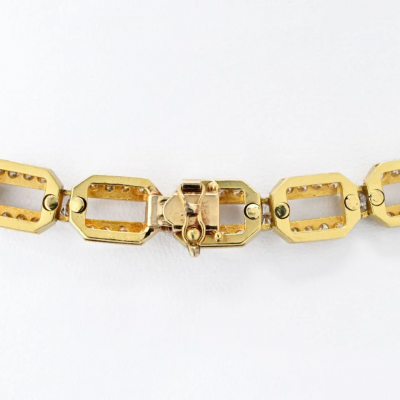 18K YELLOW GOLD 1970S DIAMOND LAPIS DIAMOND CHAIN NECKLACE