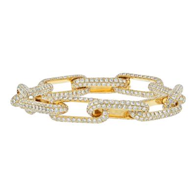 18K YELLOW GOLD 20 CARAT PAVE DIAMOND LINK BRACELET