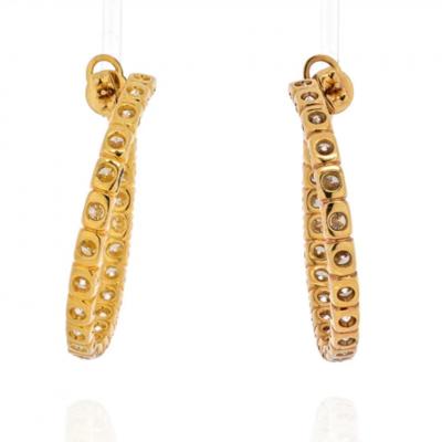 18K YELLOW GOLD 21 50CTTW CARAT DIAMOND HOOP EARRINGS