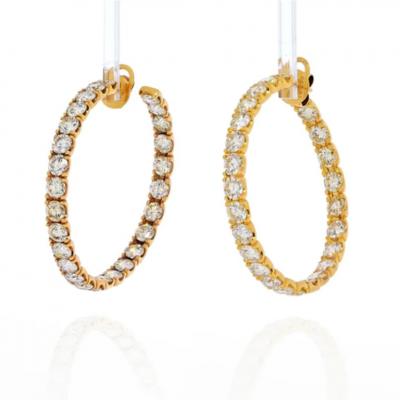 18K YELLOW GOLD 21 50CTTW CARAT DIAMOND HOOP EARRINGS