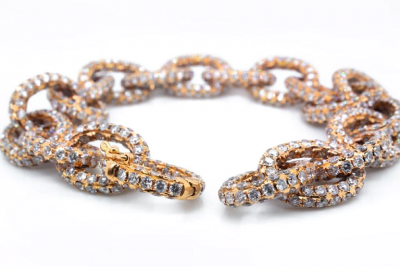 18K YELLOW GOLD 34 50CTTW DIAMOND LINK BRACELET