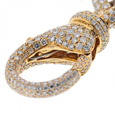 18K YELLOW GOLD 35 CARAT PAVE OVAL LINK DIAMOND CHAIN BRACELET