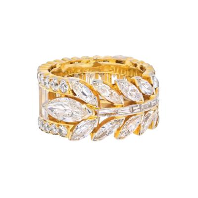 18K YELLOW GOLD 7 CARAT MARQUISE ROUND AND BAGUETTE ETERNITY RING