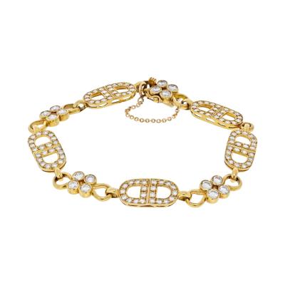 18K YELLOW GOLD 7 CARATS DIAMOND LINK ANCHOR BRACELET