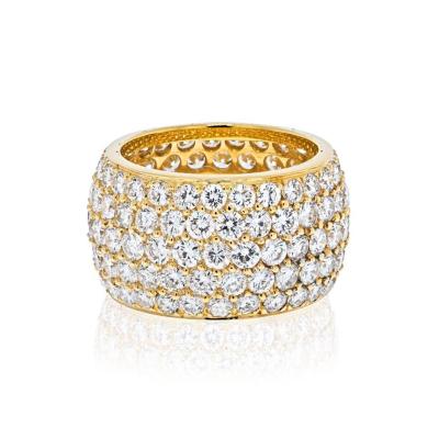 18K YELLOW GOLD 8 CARAT DIAMOND MULTI ROW CLUSTER RING