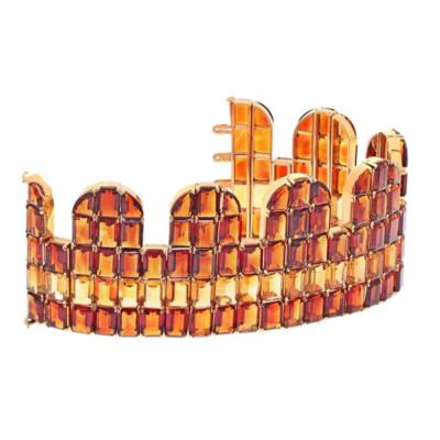 18K YELLOW GOLD CITRINE AND TOPAZ WIDE ONE LINE BRACELET