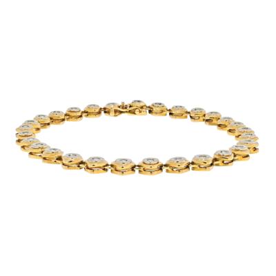 18K YELLOW GOLD DIAMOND BEZEL SET ONE LINE 0 75CTS BRACELET