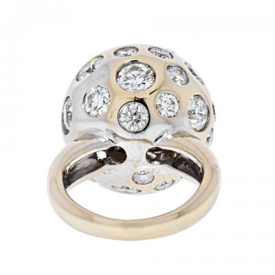 18K YELLOW GOLD HIGH POLISH MODERN DIAMOND SET GOLD BALL RING