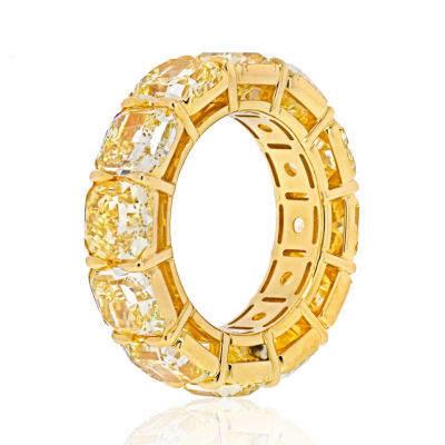 18K YELLOW GOLD RADIANT CUT FANCY YELLOW DIAMOND ETERNITY BAND