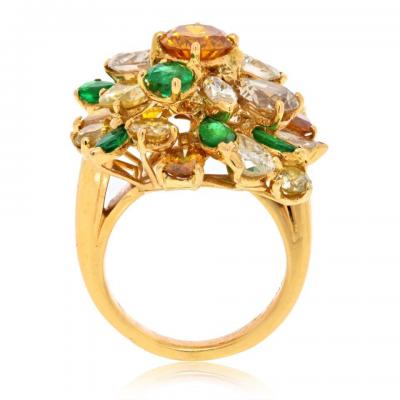 18K YELLOW GOLD TUTTI FRUTTI DIAMOND AND COLOR STONES RING
