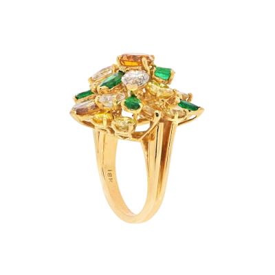 18K YELLOW GOLD TUTTI FRUTTI DIAMOND AND COLOR STONES RING