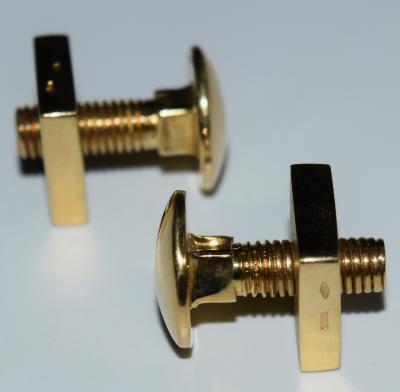 18K YG Screw and Nut Cufflinks
