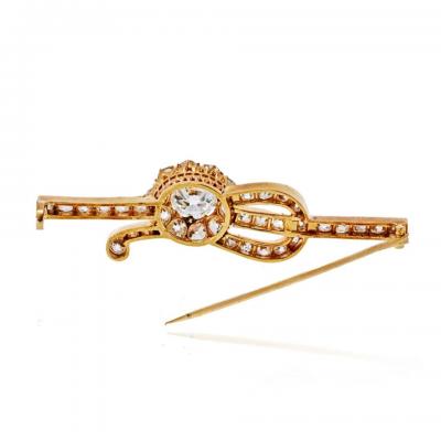 18K Yellow Gold 1 65ct Old European Cut G SI1 Old Mine Diamond Brooch