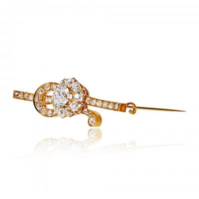 18K Yellow Gold 1 65ct Old European Cut G SI1 Old Mine Diamond Brooch