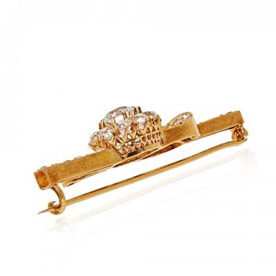 18K Yellow Gold 1 65ct Old European Cut G SI1 Old Mine Diamond Brooch