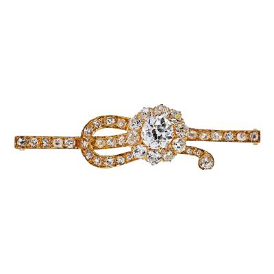 18K Yellow Gold 1 65ct Old European Cut G SI1 Old Mine Diamond Brooch