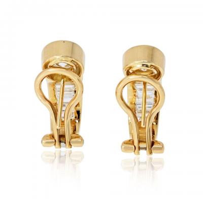 18K Yellow Gold 2 30cttw Round and Baguette Cut Diamond Earrings