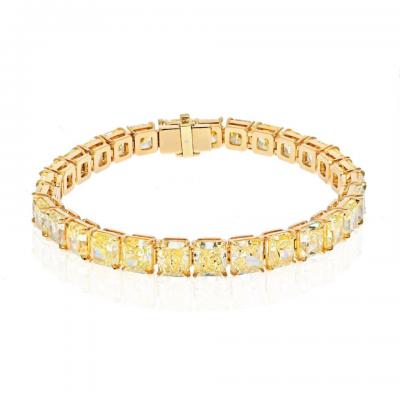 18K Yellow Gold 32 17cttw Radiant Cut Fancy Yellow GIA Certified Tennis Bracelet