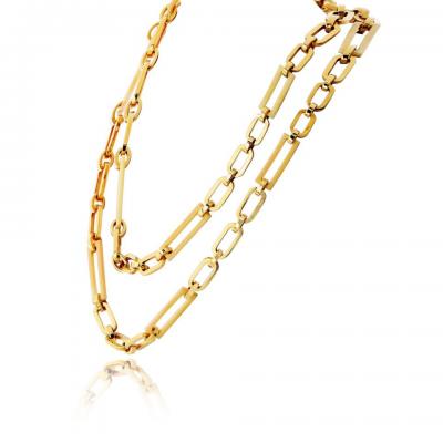 18K Yellow Gold 36 Inches Paper Clip Vintage Chain Necklace