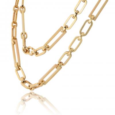 18K Yellow Gold 36 Inches Paper Clip Vintage Chain Necklace